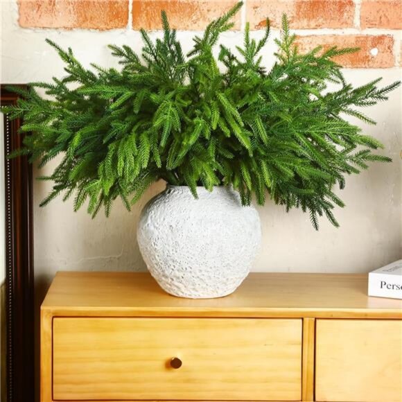 12 Pcs Christmas Norfolk Pine Branches, Norfolk Pine Artificial Xmas Branches - Picture 6 of 7